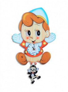 Wall Clock, with moving eyes, Pinoccchio / Bartolucci