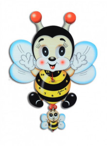 Wall Clock, with moving eyes, Bee / Bartolucci