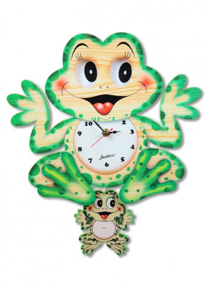 Wall Clock, with moving eyes, Frog / Bartolucci