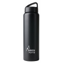 Wide mouth Stainless steel thermo bottle, black, 1L