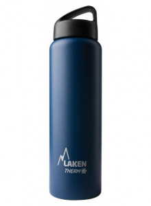 Wide mouth Stainless steel thermo bottle, blue, 1L / Laken