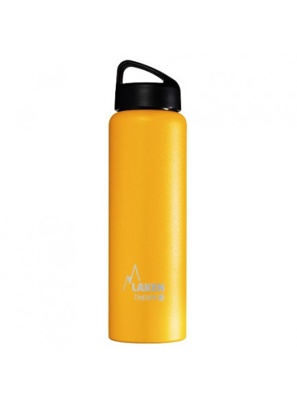 Wide mouth Stainless steel thermo bottle, yellow, 1l / Laken