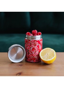 Insulated Stainless Steel Lunchbox, Red Flowers, 600ml