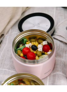 Insulated Stainless Steel Lunchbox with Handle, Pastel Pink, 650ml