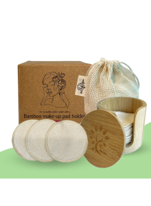 16 Reusable Make-Up Pads with a Bamboo Holder