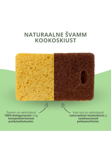 Dish Sponge from Natural Cellulose & Coconut, 6pcs