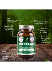 Superraud (60mg) klorella ja acerola kirsiga, 100 tabletti / toidulisand