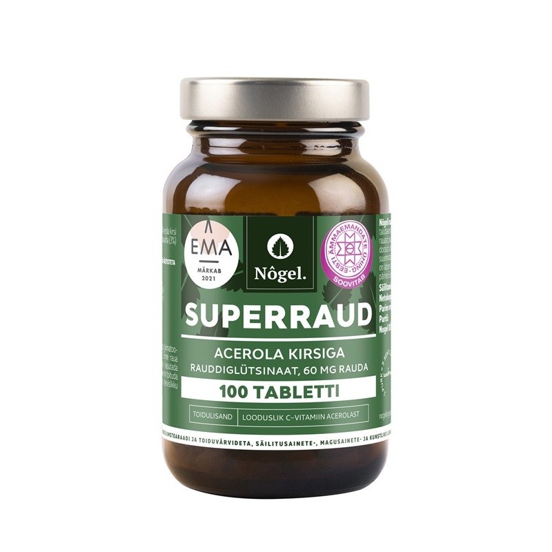 Super Iron (60mg) with Chlorella & Acerola Cherries, 100 tablets / dietary supplement