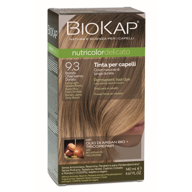 Biokap Delicato 9.3 Extra Light Golden Blonde permanent hair dye | Bio4you