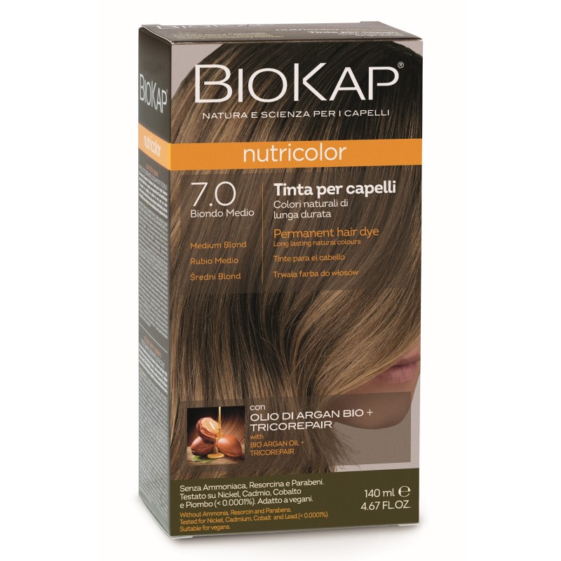 Biokap Nutricolor 7.0 Medium Blonde permanent hair dye | Bio4you