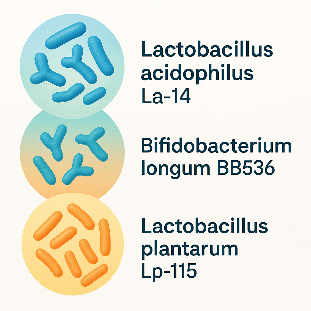 Flora Balance Active probiootiliste tüvede illustratsioon