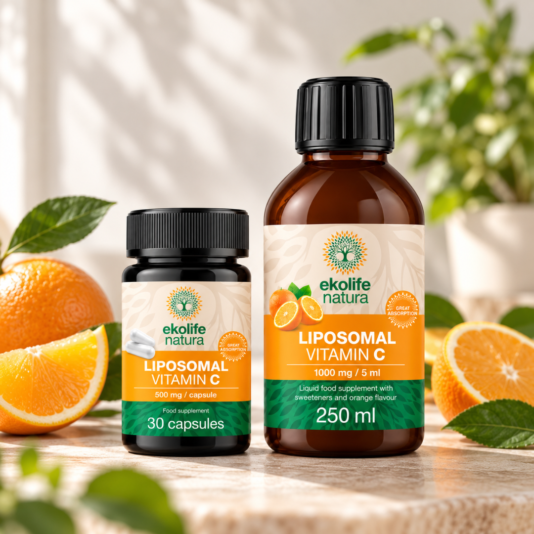 Ekolife Natura liposoomne C-vitamiin – 500 mg kapslid ja 1000 mg vedel preparaat